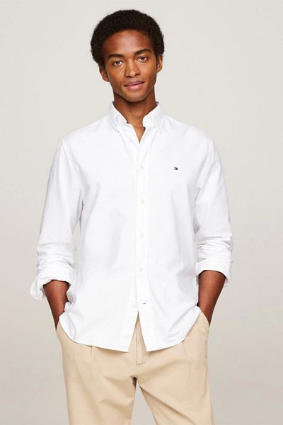 Tommy Hilfiger Fehér ingek - férfi, testgallér, hosszú ujjú, szőtt - MW0MW35774-YCF
