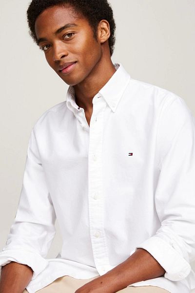 Tommy Hilfiger Fehér ingek - férfi, testgallér, hosszú ujjú, szőtt - MW0MW35774-YCF