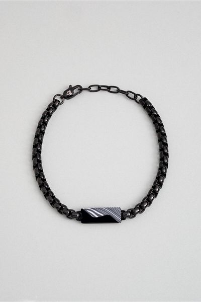 So CHIC... Carbon Fiber Detailed 22 cm Steel Men's Bracelet
