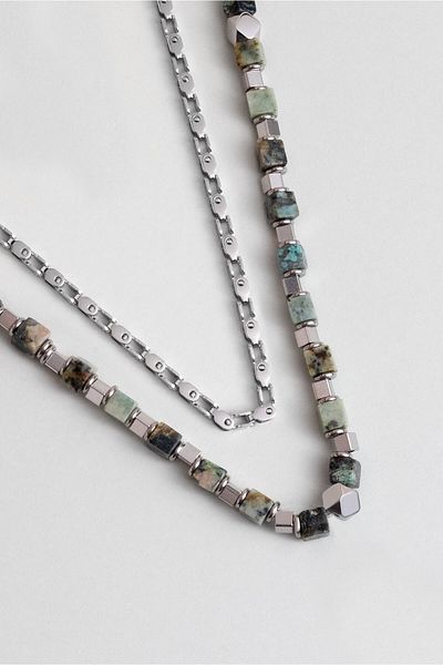 So CHIC... Jasper Stoned 55 cm Steel Multiple Men's Necklace