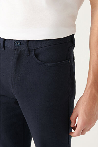 Avva Erkek Lacivert Basic 5 Cepli Pamuklu Slim Fit Pantolon B003007