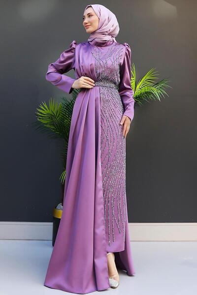 giz astore Yonca Pelerin Abiye Lila