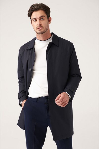 U.S. Polo Assn. Dark blue Overcoat Trench Coat Styles Prices Trendyol