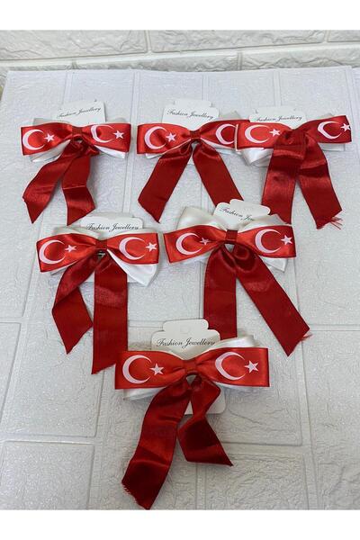 sema aksesuar 6 τεμάχια 29 Οκτωβρίου Special Moon Star Printed Red Ribbon Bow...