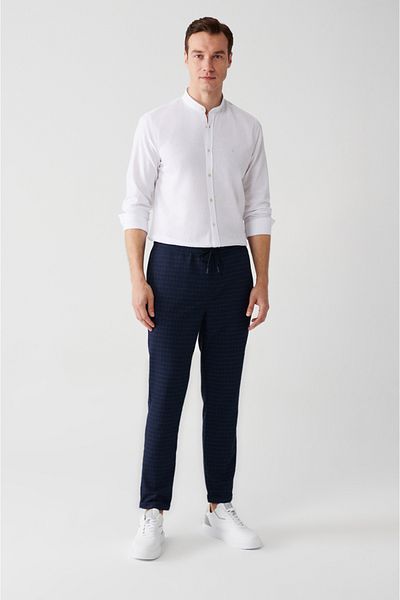Avva Marineblaue Herren-Jogginghose mit elastischem Bund und Schnürung, A31y3007