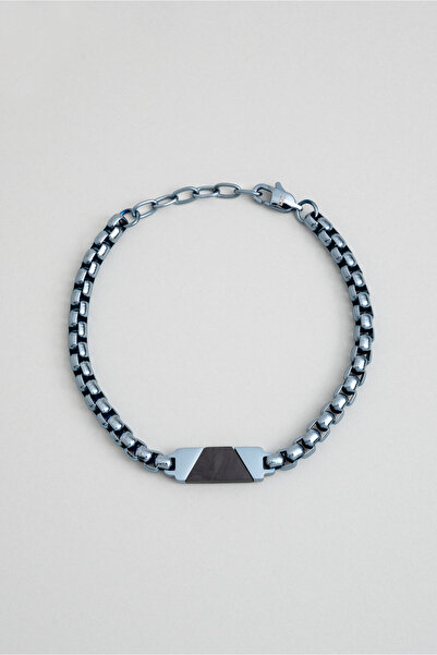 So CHIC... Carbon Fiber Detailed 21 cm Steel Men's Bracelet