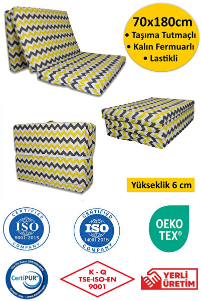 ALMİRA EV TEKSTİLİ Katlanır Sünger Yatak Minder 70x180cm Sarı Zikzak