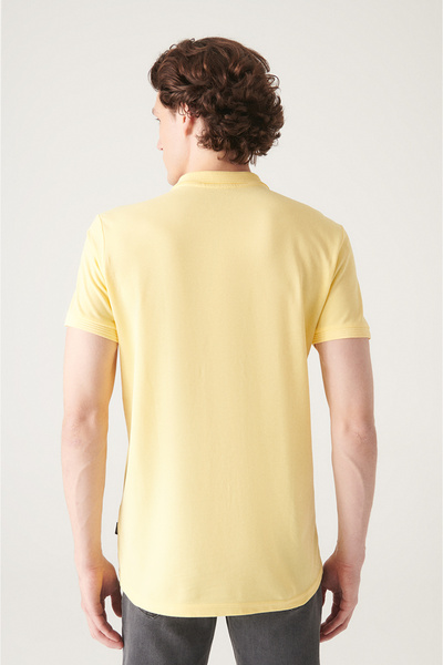 Avva Men's Yellow 3 Button 100% Egyptian Cotton Polo Neck Regular Fit T-Shirt B001027