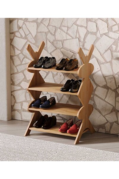 woodizy Doğal Masif Ahşap Tavşan Ayakkabılık