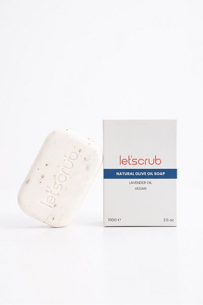 LET'SCRUB Natural Soap with Olive Oil, Lavender Scented, Relaxing and Protective 100 Gr