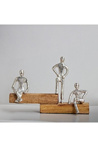 Home Box أودين 3 Düşünen Adam Heykelleri Ahşap Tabanlı 24x4x24 سم