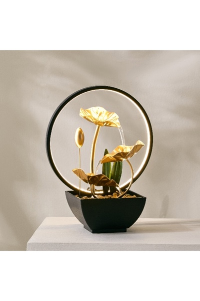 Home Box نافورة بيلين الحديثة مع شريط LED - 22x13x28 سم