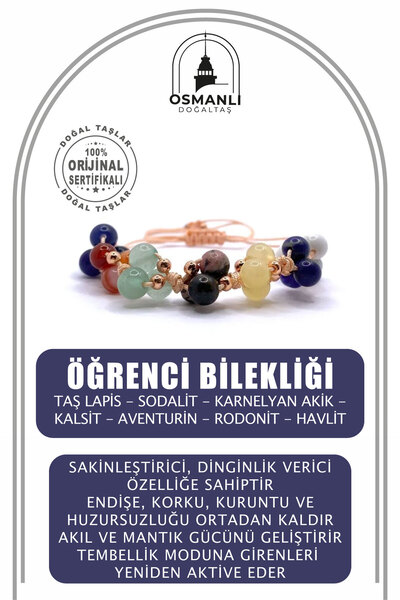 OSMANLI DOĞAL TAŞ سوار الطالب من الحجر الطبيعي - اللازورد، سوداليت، كرنليان، ...