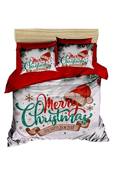 Fabeteks Marry Christmas Lettering Duvet Cover Set on Christmas Wooden