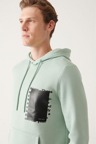 Avva Ανδρικό φούτερ Aqua Green με κουκούλα 3 κλωστών A22y1130