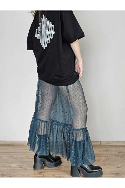 DEEP BEACH Ruffle Long Lace Skirt