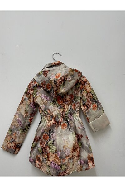 Pitti Brown Floral Girl's Raincoat - 9260