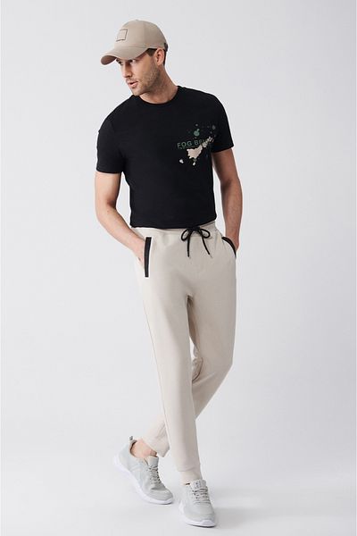 Avva Stone Soft Touch Herren-Jogginghose mit Schnürung am Bund und elastischen Beinen A31y3407