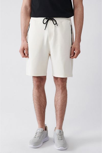 Avva Ecru Soft-Touch-Shorts für Herren mit Seitentaschen A31y3603