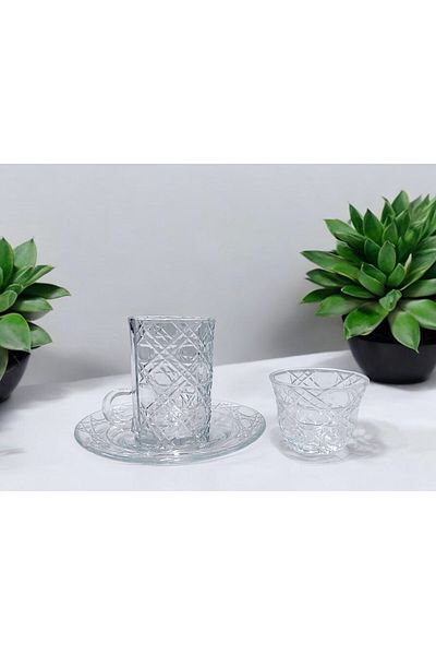 Paşabahçe Handwork Cut Decor 18 Pieces Teap Set