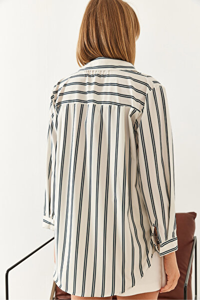 Bianco Lucci Women's Striped Basic Shirt 60451010