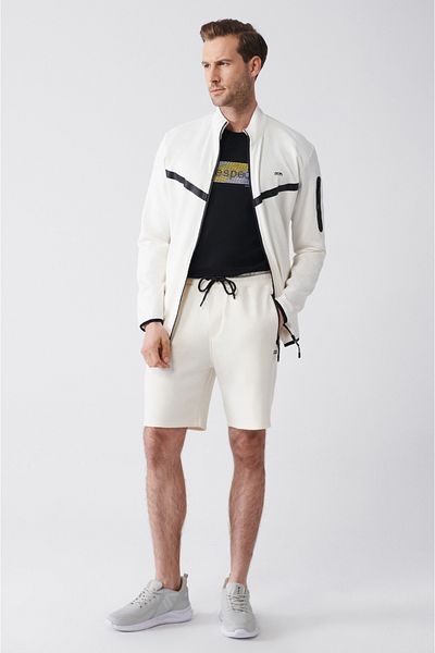 Avva Ecru Soft-Touch-Shorts für Herren mit Seitentaschen A31y3603