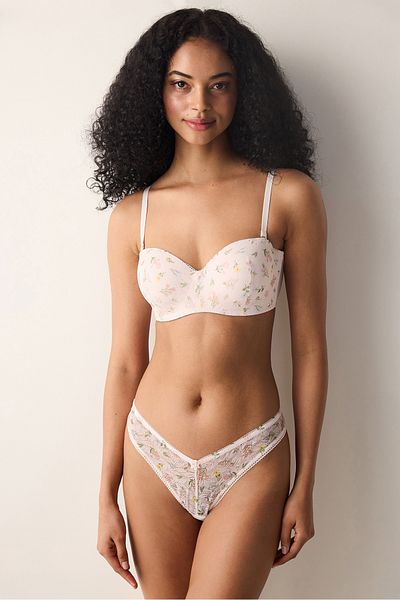 Penti Sutien din dantelă cu model Lotus roz deschis