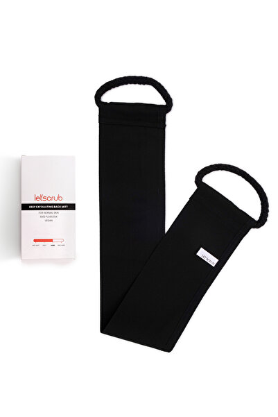 LET'SCRUB Siyah Sırt Banyo Duş Kesesi %100 Floş Ipek Kadın Ve Erkekler Için Peeling 12x80 Cm