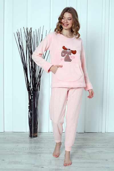 Wordex Fwn 04-3301 Set de pijamale de pluș Welsoft Fleece Winter Soft Deer pentru femei
