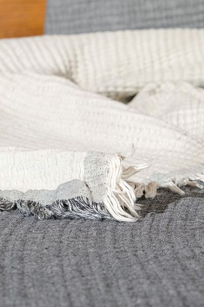 OTEXSA Anthracite Ecru 4 Layer Muslin Double Bedspread - Pike (260 X 220cm)