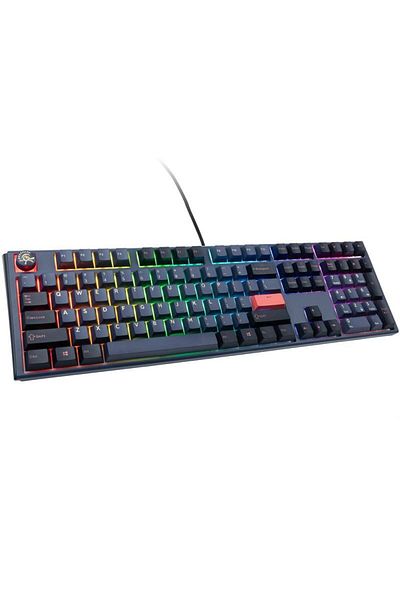 Ducky لوحة مفاتيح الألعاب الميكانيكية الأمريكية One 3 Cosmic Blue كاملة الحجم 100% باللون الأحمر الكرزي
