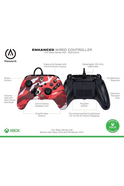 Powera Enhanced Wired Controller for Xbox Series X|S - Red Camo