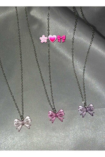 SOUL BY A&B 3lü bff kolye kurdele kolye pembe arkadaşlık kolyesi fiyonk kurdale bff arkadaş kolyesi