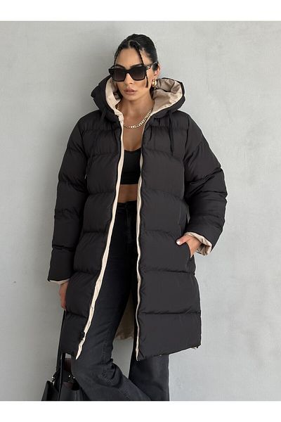 moda armanc Μακρύ πουπουλένιο παλτό διπλής όψης