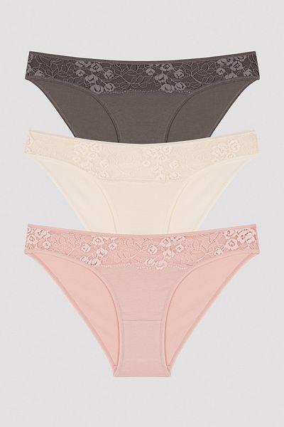 Penti Multicolored Lace Detailed Soft Colors 3-Piece Slip Panties