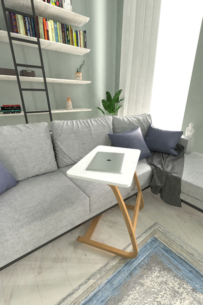 VİLİNZE Ergo Çok Amaçlı Ahşap Yatay C Sehpa 60x40 cm