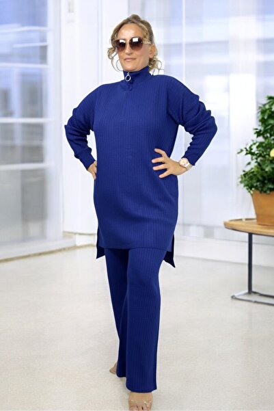 yagmurberen Half Zippered Trophy Acrylic Fabric Large Size Bottom Top Set