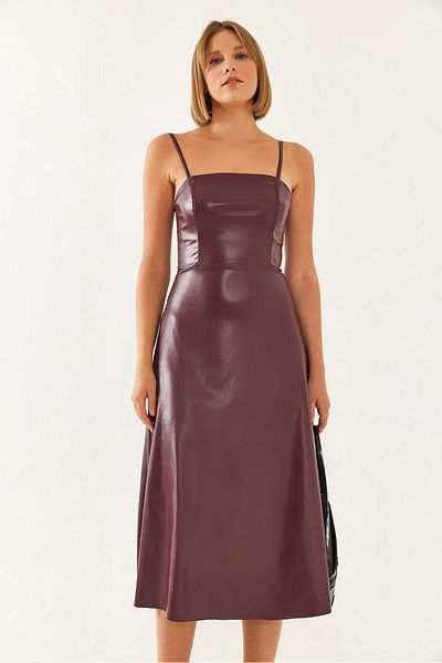 Bianco Lucci Rochie de damă din piele cu bretele 60251946