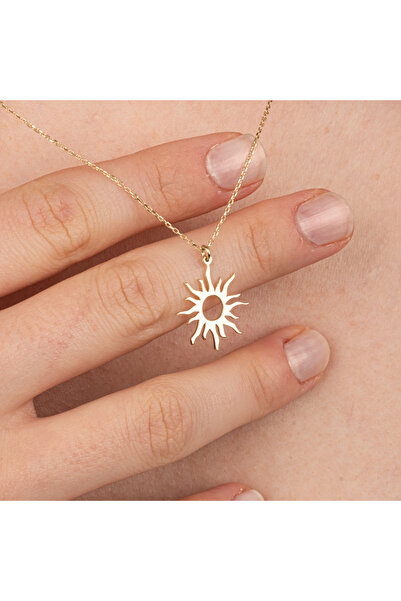 FasekGold Altın Kolye - Güneş 14 Ayar Altın Kolye