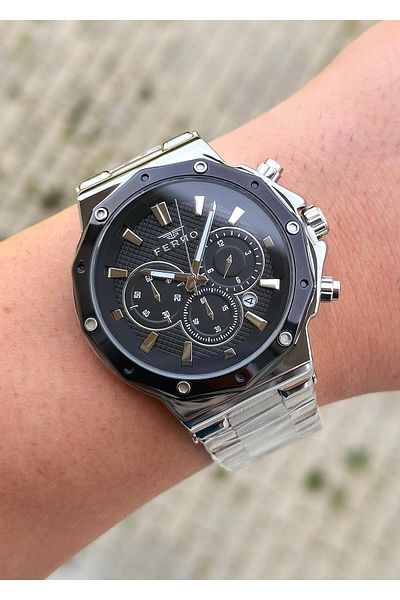 FERRO Multi Function Waterproof Steel Case Steel Cord Men's Wristwatch