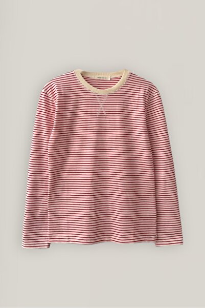 Beju be Uzun Kollu Pamuklu Çizgili T–shirt