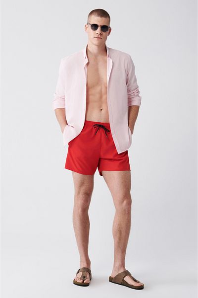 Avva Men's Red Quick Dry Standard Size Swimsuit Swim Shorts E 003801