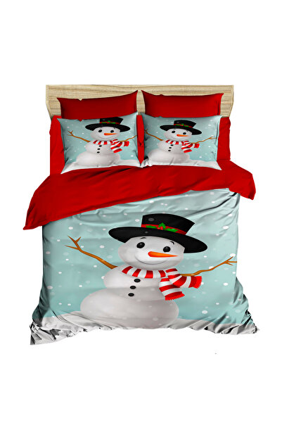 Fabeteks New Year's Snowman with Scarf and Hat Digital Duvet Cover Inside Sno...