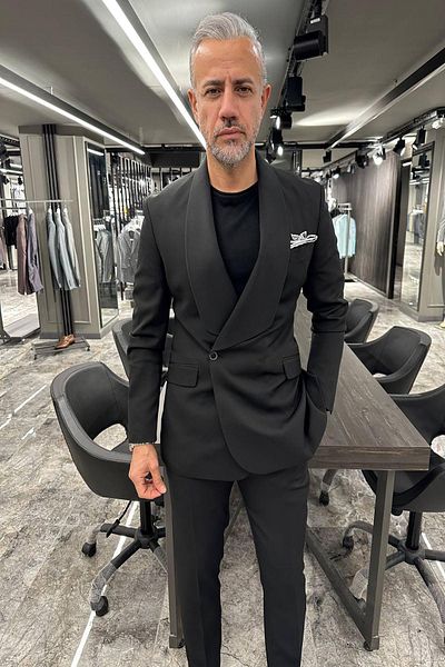 Fc Plus Multi-Ride Shawl Collar Black Suit