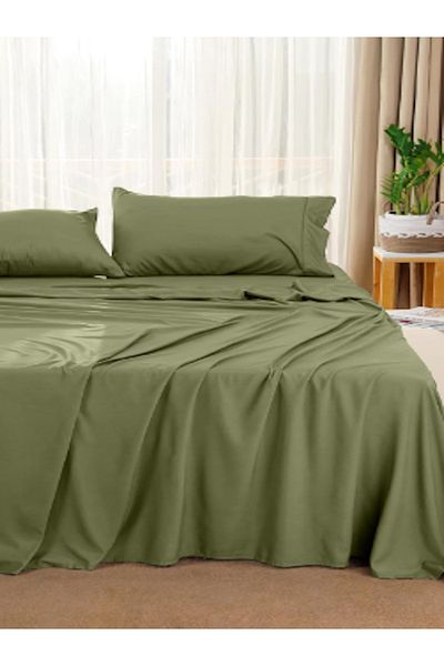 KÜTÜKhouse KHaKi Linen Double Bed Sheet