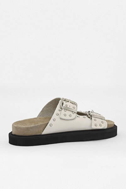 NILUFARR Beige Genuine Leather Trock Eva Women's Slippers