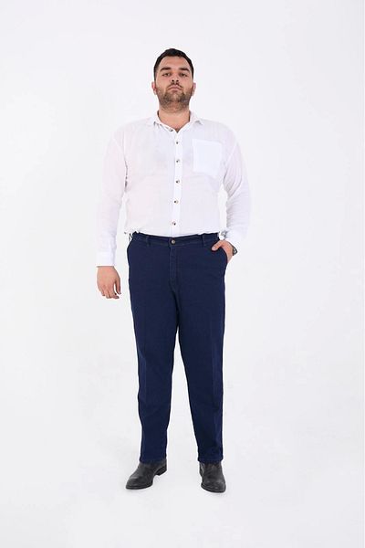 PHANTOM JEANS Blue Plus Size Men's Lycra Oversize High Waist Jeans Relaxed Cut Jean Denim
