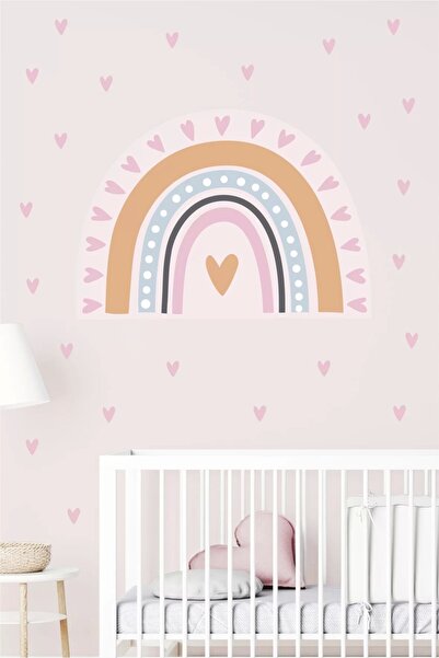neşeli günlerim Set Autocolante Curcubeu Roz Și 140 Inimi 50x100cm