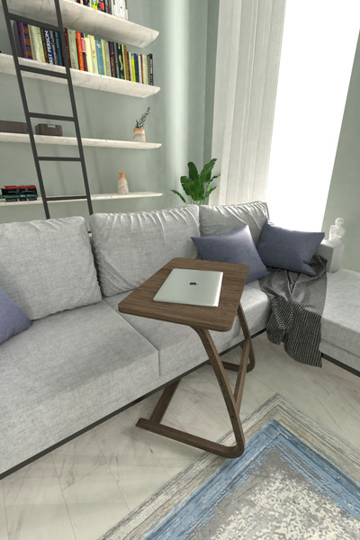 VİLİNZE Ergo Çok Amaçlı Ahşap Yatay C Sehpa 60x40 cm