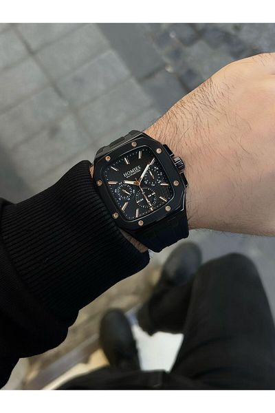 Homies Homi̇s Men's Wristwatch Silicone Cord 3 Atm Waterproof Black Dial